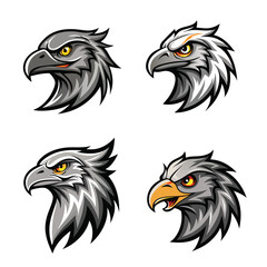 Eagle head logo icon vector art illustration set.  Eagle silhouette vector illustration.