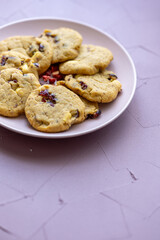 blueberry white chocolate chip cookies plate