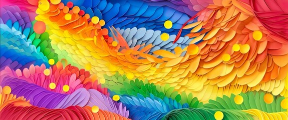 Bright abstract banner made of multi-colored scales 3D, creative art