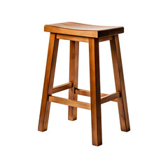 Wooden bar stool isolated on transparent white background, clipping path