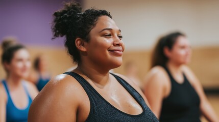 Inclusive Yoga Class with Diverse Body Sizes and Abilities Promoting Body Positivity in Wellness