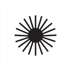 Obraz premium Simple black sun symbol with radiating lines on a white background