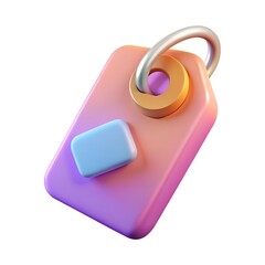 3D Render of a Pastel Pink Tag with a Light Blue Square: Perfect for Branding and Design Projects 3D icon high quality resolution