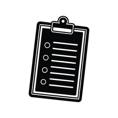 Black and white checklist on clipboard showing document and to do list