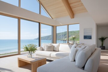 Open-Plan Living in Coastal Off-Grid Smart House with Sea View and Visible Energy Systems