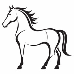 Obraz premium Minimal Horse Logo Design – Silhouette Style Vector Animal Icon, Elegant Line Art Graphic, Modern Equestrian Branding Symbol for Businesses