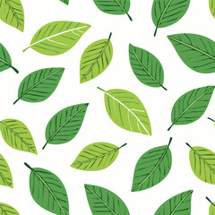 Seamless Tropical Leaf Pattern Vector - Green Banana Leaves Background Illustration