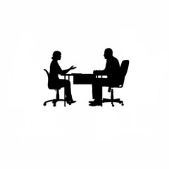 Silhouette of an HR professional interviewing a candidate on white background