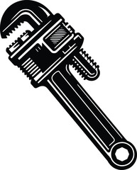 Pipe wrench tool silhouette vector illustration isolated on a white background
