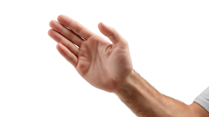 Reaching Hand: An outstretched hand, presented with a sense of invitation or greeting, capturing a moment of human connection, against an isolated backdrop.