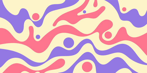 Abstract Trippy Hand Drawn Groovy Pattern Vector Design. Fun Vintage Y2k Wavy Texure. Modern Background Vector Illustrator