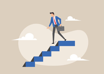 a businessman walking down stairs