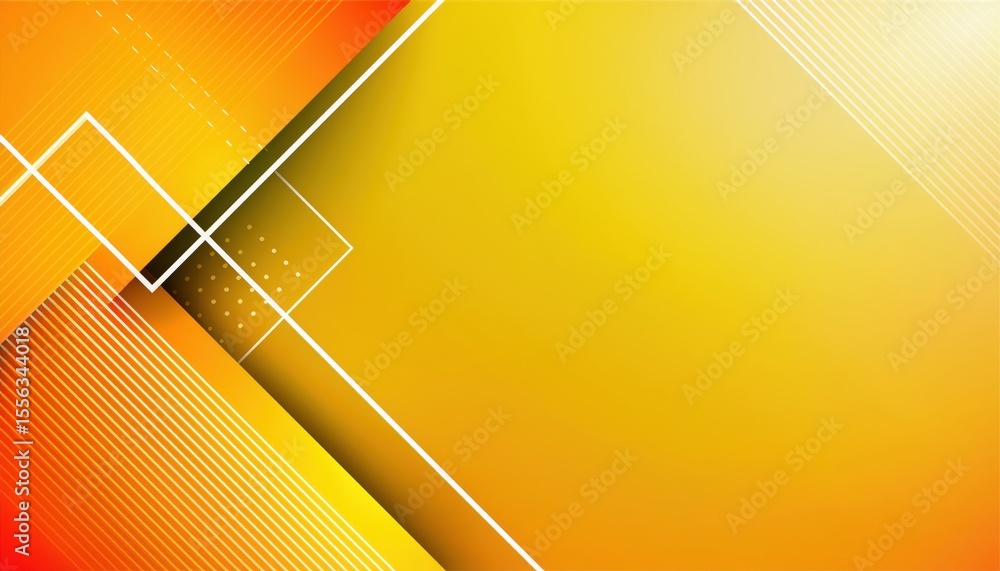 Aufkleber vibrant yellow and orange geometric background with layered squares and white circuit lines for mode