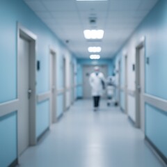 blurry doctor in hospital corridor