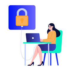 A flat style illustration showing data theft