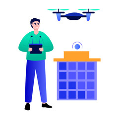 A flat style illustration depicting drone security