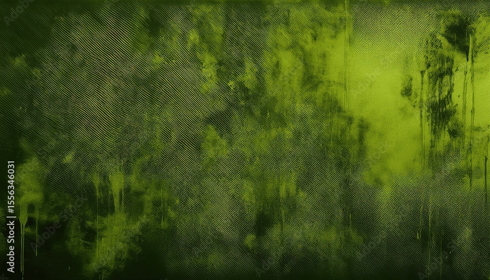 Poster grunge green textured background with abstract paint smears and diagonal halftone pattern for dark w