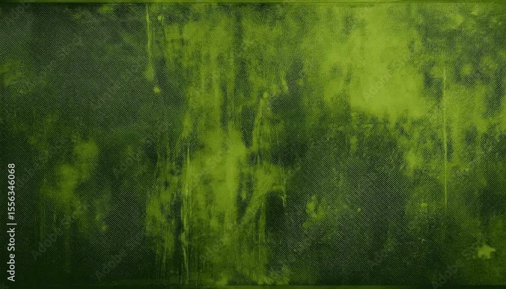 Poster grunge green textured background with abstract paint smears and diagonal halftone pattern for dark w