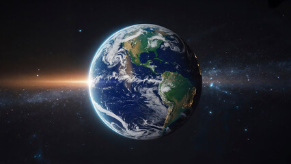 Obraz premium Breathtaking View of Earth from Space A Celestial Tapestry of Stars and Planets