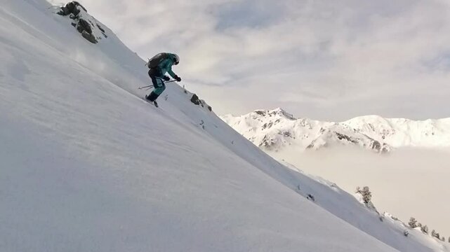 Skier freeriding in tirol