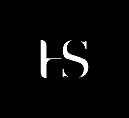 Elegant HS, SH Monogram Logo Design White Letters