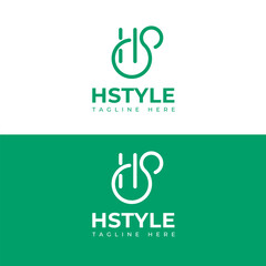 Elegant HS, SH Monogram Logo Design White Letters