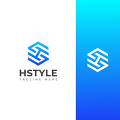 Elegant HS, SH Monogram Logo Design White Letters
