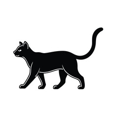 Charming black cat gracefully walking rendered as a clean vector design with versatile color options and classic typography for various creative projects