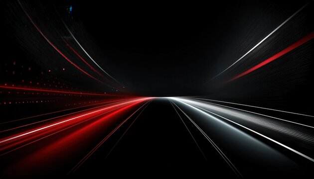 futuristic red and white light trails on black background symbolizing high speed data flow and digital motion for tech branding or web design

