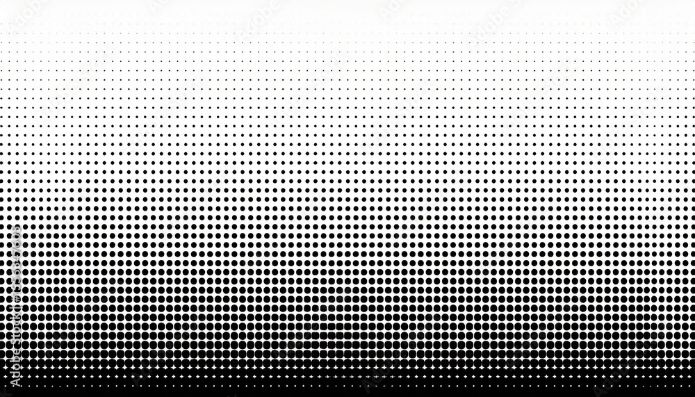 Poster abstract halftone dot pattern background with black-to-white gradient fade for web design or brandin