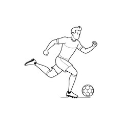 Soccer Player Running with Ball &ndash; Line Art Style