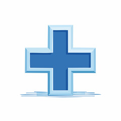 Obraz premium Blue 3D Plus Sign Medical Cross Healthcare Symbol