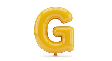 Obraz premium Yellow Alphabet G Balloon 3D Illustration with White Backdrop