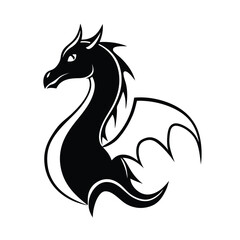 Majestic mythical dragon silhouette art intricate design for fantasy themes and mythological projects versatile graphic element
