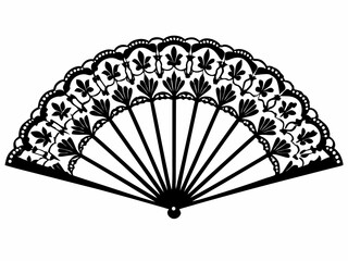Detailed Delicate Lace Fan Ornamental Filigree Design Fem Vector Illustration