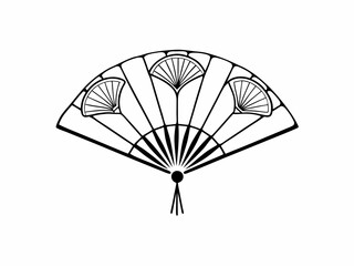 Modern Hand Fan Icon Inspired By Art Deco Symmetrical C Vector Illustration
