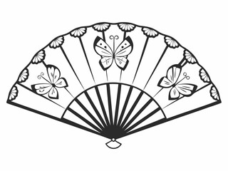 Premium Hand Fan With Butterfly Wing Shaped Segments Nat Icon Set