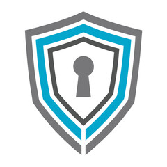 Shield with keyhole symbol security protection