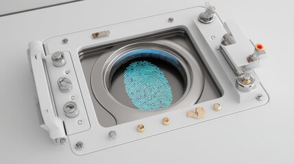 Close-up view of a futuristic scientific apparatus with liquid.