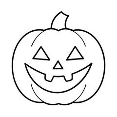 A cheerful grinning jack o lantern illustration with a classic carved face perfect for halloween celebrations and decorations