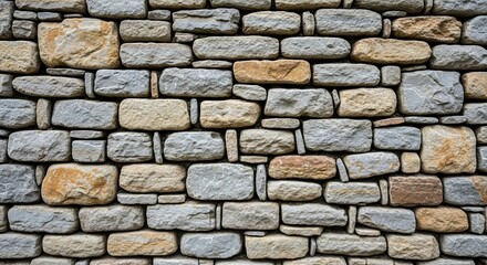 Fototapeta premium Textured Stone Wall of Irregular River Rocks.