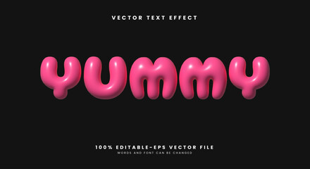 Yummy inflated Style 3D editable Text Effect Template Suitable for Cute theme