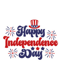 Happy Independence Day 4th of July typography clip art design on plain white transparent isolated background for card, shirt, hoodie, sweatshirt, apparel, tag, mug, icon, poster or badge