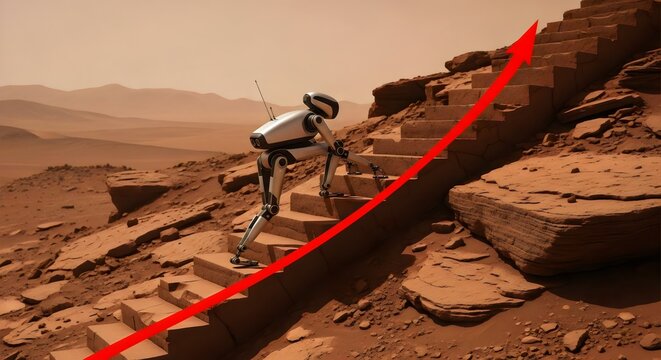 Robot climbs stairs to achieve success