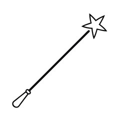 Whimsical magic wand illustration with sparkling stars and enchanting light effects perfect for fantasy and celebration themes
