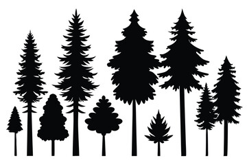 Fototapeta premium Tree set silhouette vector