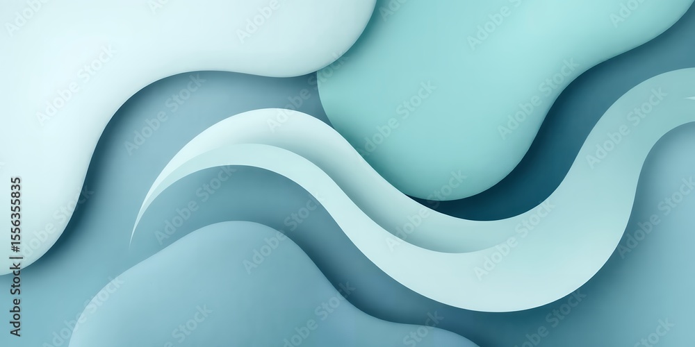 Aufkleber abstract light blue and white layered shapes with wavy edges creating a smooth background
