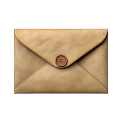 Closed brown envelope with button isolated on transparent background