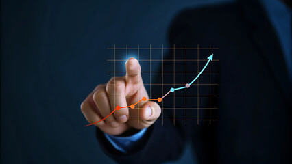Simple infographic showing a dynamic financial growth curve concept.