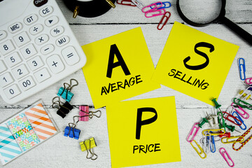 ASP abbreviation of Average Selling Price text phrase of business and financial concept